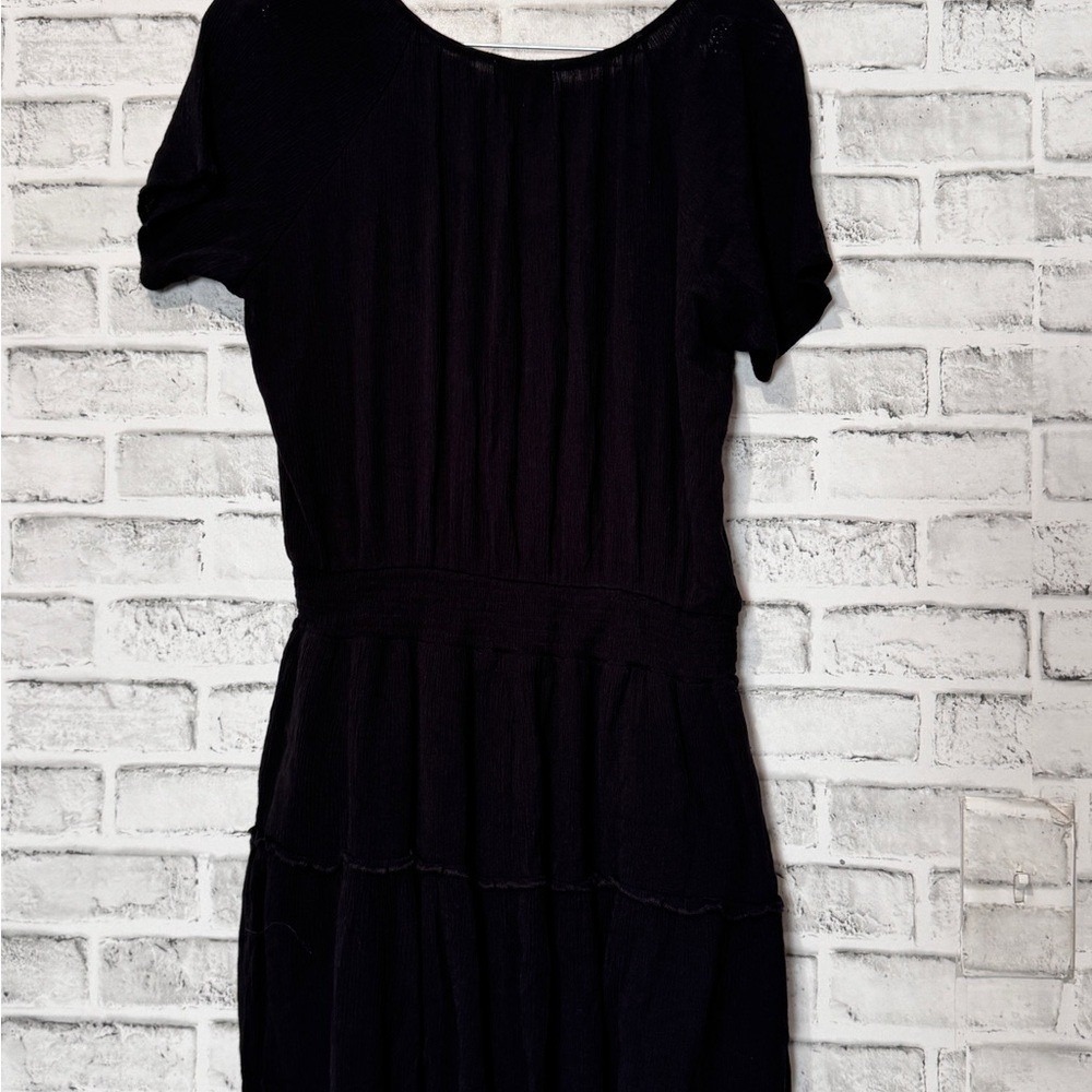 Braeve Womens Black Embroidered Boho Tassel Mini Dress Smocked Waist Size M‎ - Picture 3 of 10